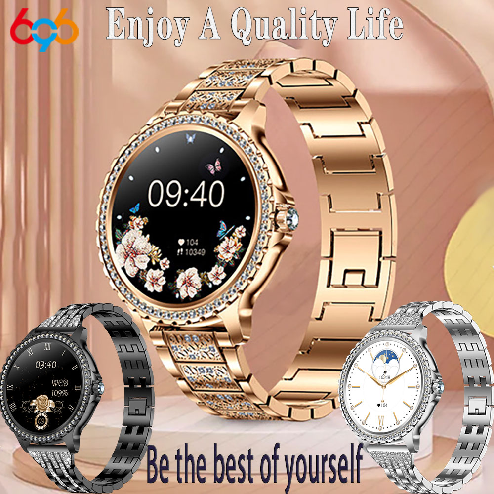 Smartwatch Ladies Watches For Women - 696 นาฬิกาสมาร์ทวอทช์บลูทูธสำหรับผู้หญิง รุ่นใหม่ สายรัดข้อมือฟิตเนส กันน้ำ วัดอุณหภูมิร่างกาย