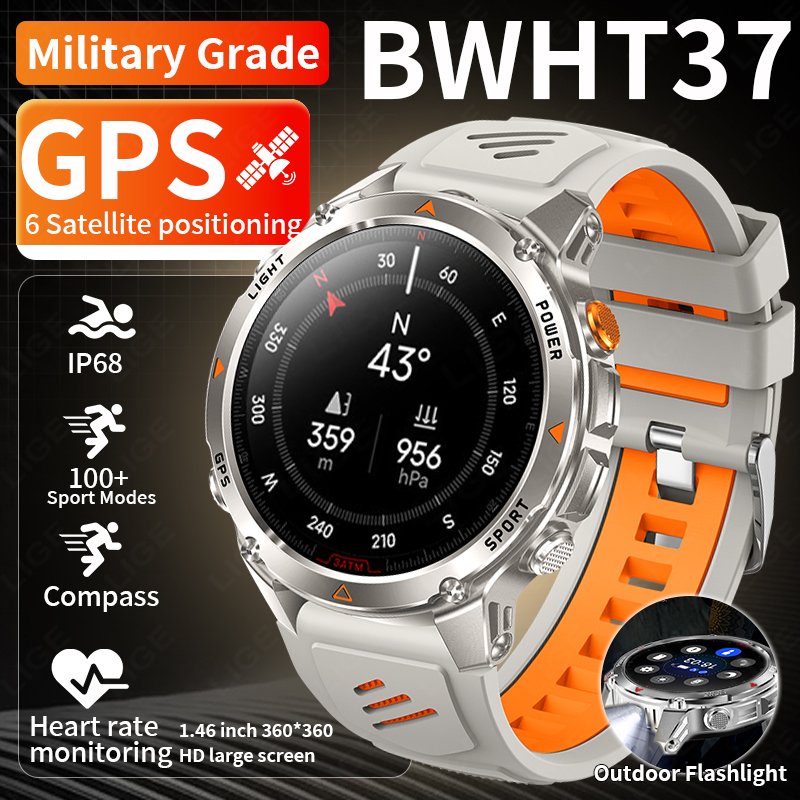 Smartwatch Watches For Men With Gps - นาฬิกาสมาร์ทวอทช์ LIGE รุ่นทนทาน พร้อม GPS ติดตามตำแหน่ง