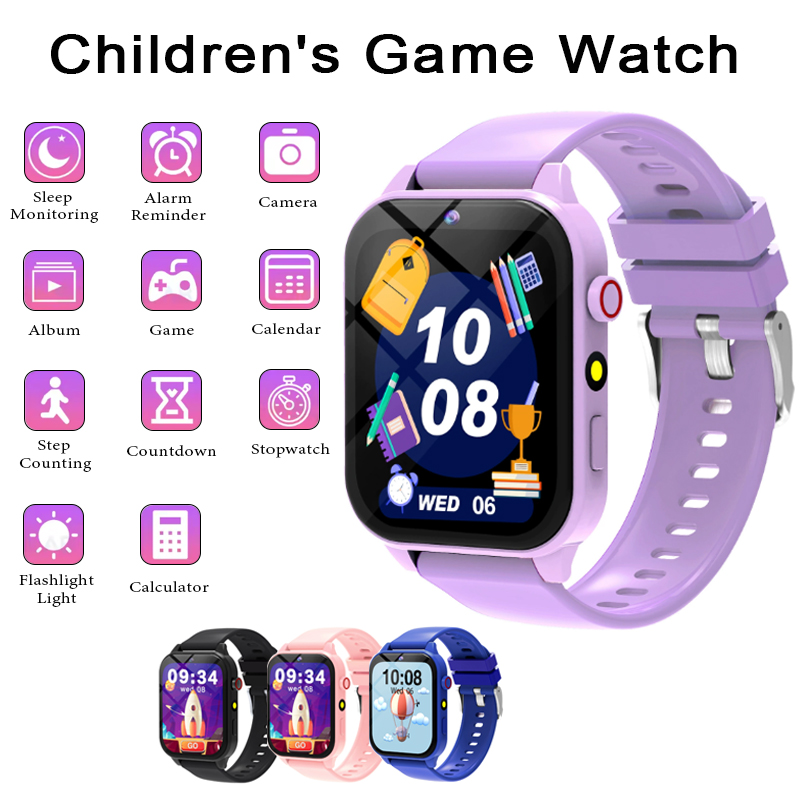 Smartwatch Watches Gift For Girls - สมาร์ทวอทช์เกมเด็กนาฬิกา 1.83 นิ้วจอแสดงผลเครื่องวัดการนอนหลับกล้องนาฬิกาปลุกเด็กสร้อยข้อมือสำหรับชายหญิงของขวัญ