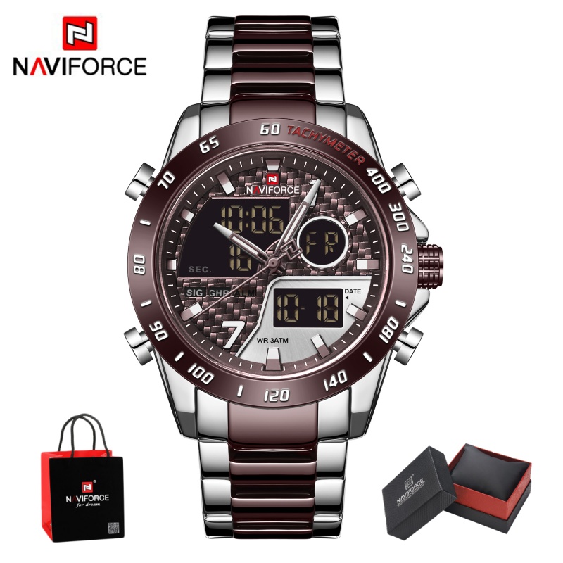 Analog Quartz Watch - นาฬิกาข้อมือผู้ชาย NAVIFORCE รุ่นใหม่ ระบบอนาล็อก-ดิจิตอล กันน้ำ 3ATM