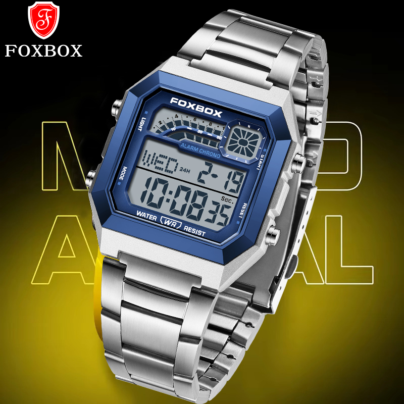 Analog Quartz Watch - นาฬิกาข้อมือดิจิตอลแฟชั่นหรูหรา FOXBOX สำหรับผู้ชาย สไตล์ลำลอง สปอร์ต แสดงวันที่