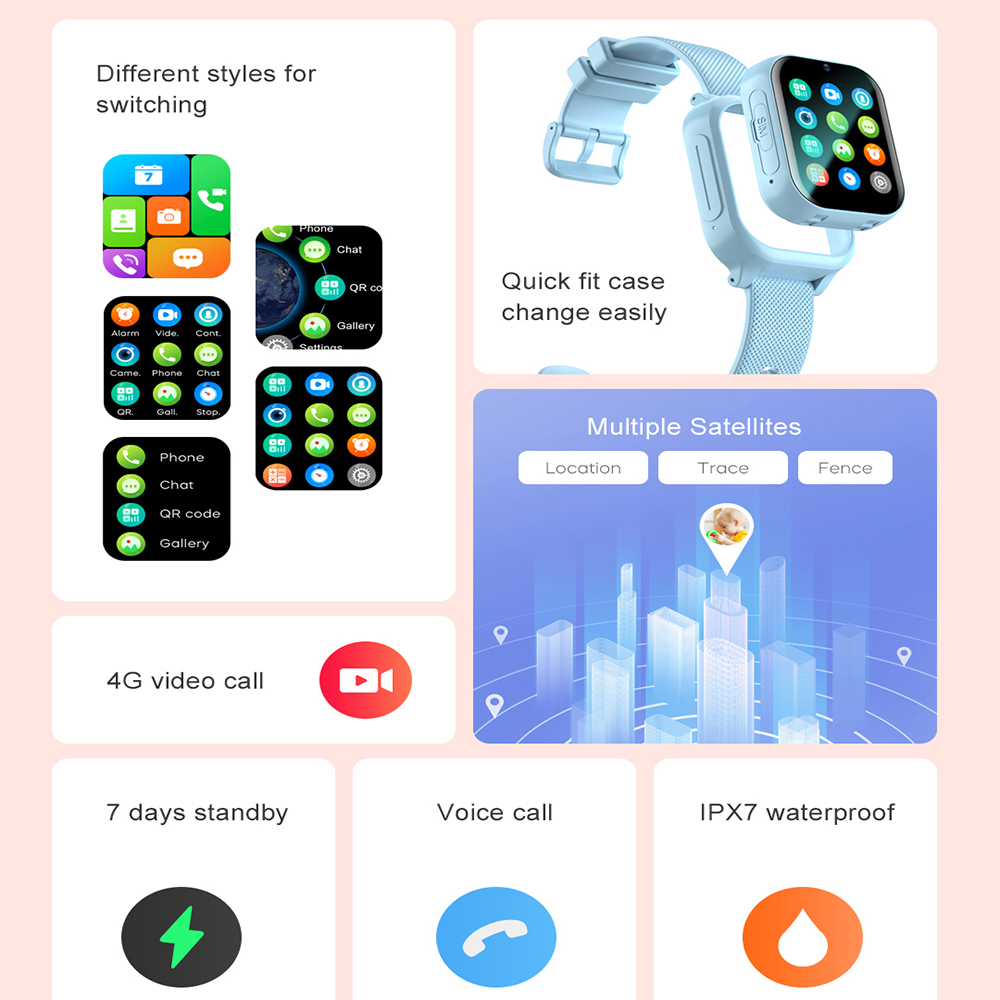 สมาร์ทวอท์ชเด็ก 4G GPS WIFI Vi - Smartwatch Watches Gift For Girls บทวิจารณ์และราคา