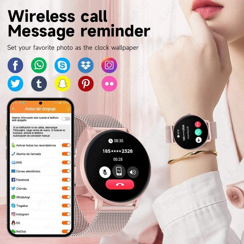 นาฬิกาอัจฉริยะ LIGE รองรับการโ - Smartwatch Ladies Watches For Women บทวิจารณ์และราคา