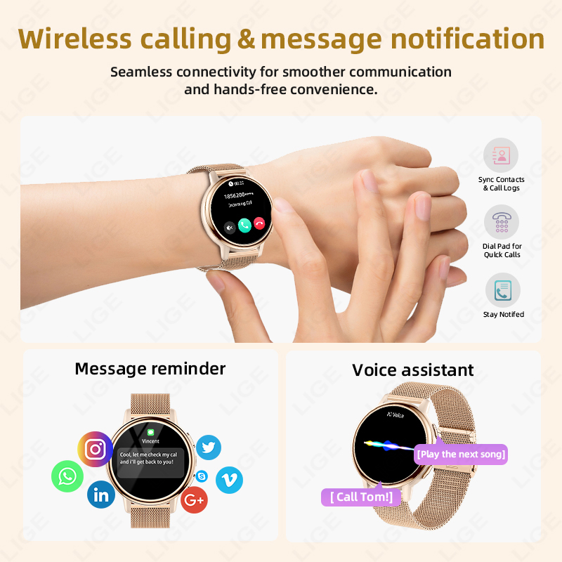 LIGE แฟชั่นนาฬิกาสมาร์ทผู้หญิง - Smartwatch Ladies Watches For Women บทวิจารณ์และราคา