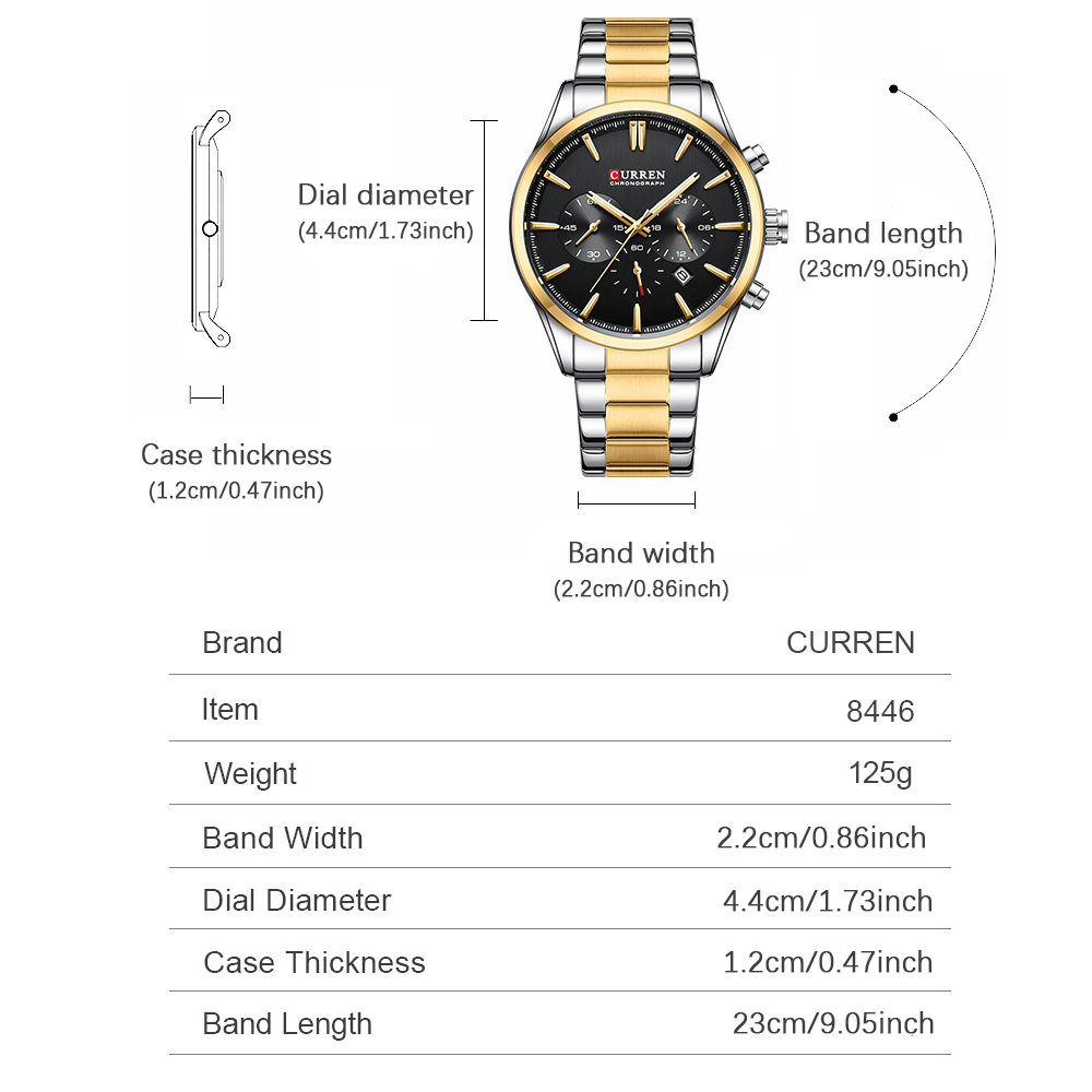 CURREN ลำลองควอตซ์โครโนสปอร์ตน - Analog Quartz Watch บทวิจารณ์และราคา