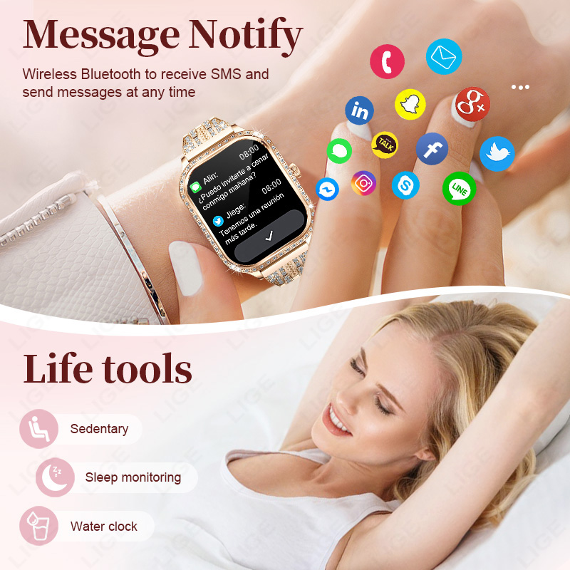 นาฬิกาอัจฉริยะ LIGE สำหรับผู้ห - Smartwatch Ladies Watches For Women บทวิจารณ์และราคา